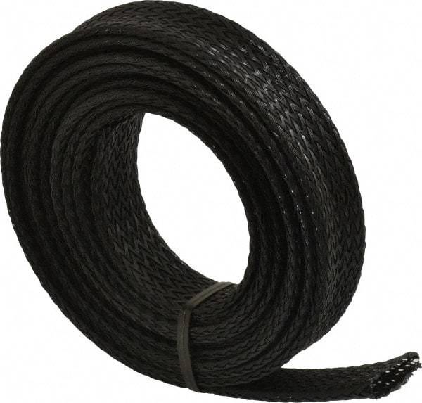 Techflex - Black Braided Expandable Cable Sleeve - 10' Coil Length, -103 to 257°F - Eagle Tool & Supply