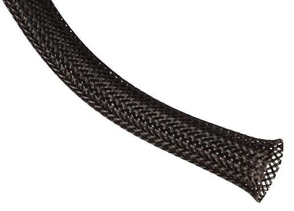 Techflex - Black Braided Expandable Cable Sleeve - 50' Coil Length, -103 to 257°F - Eagle Tool & Supply