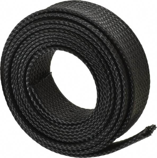 Techflex - Black Braided Expandable Cable Sleeve - 10' Coil Length, -103 to 257°F - Eagle Tool & Supply