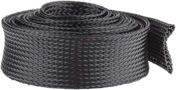 Techflex - Black Braided Expandable Cable Sleeve - 10' Coil Length, -103 to 257°F - Eagle Tool & Supply