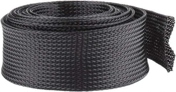 Techflex - Black Braided Expandable Cable Sleeve - 10' Coil Length, -103 to 257°F - Eagle Tool & Supply