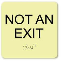 NMC - Not an Exit, Plastic Exit Sign - 8" Wide x 8" High, English/Braille, Glow-in-the-Dark - Eagle Tool & Supply