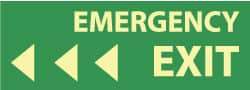 NMC - Emergency Exit, Plastic Exit Sign - 14" Wide x 5" High, Glow-in-the-Dark - Eagle Tool & Supply