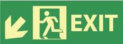 NMC - Exit, Pressure Sensitive Vinyl Exit Sign - 14" Wide x 5" High, Glow-in-the-Dark - Eagle Tool & Supply