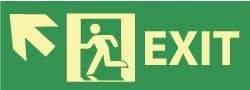 NMC - Exit, Pressure Sensitive Vinyl Exit Sign - 14" Wide x 5" High, Glow-in-the-Dark - Eagle Tool & Supply