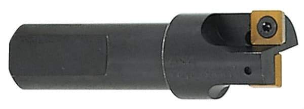 Cutting Tool Technologies - 1-1/2" Cut Diam, 0.47" Max Depth of Cut, 1" Shank Diam, 3.62" OAL, Indexable Square Shoulder Centercutting End Mill - SPEH 432 Inserts, Flatted Shank, 90° Lead Angle - Eagle Tool & Supply
