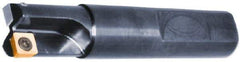 Cutting Tool Technologies - 1/2" Cut Diam, 0.22" Max Depth of Cut, 1/2" Shank Diam, 2.62" OAL, Indexable Square Shoulder End Mill - SPEH 222 Inserts, Weldon Shank, 90° Lead Angle, Through Coolant - Eagle Tool & Supply