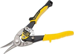 Stanley - 1-3/4" Length of Cut, Straight Pattern Aviation Snip - 10" OAL, Slip-Resistant Bi-Material Palm Cushion Grip Handle, 18 AWG Steel Capacity - Eagle Tool & Supply