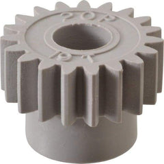 Made in USA - 20 Pitch, 0.95" Pitch Diam, 1.05" OD, 19 Tooth Spur Gear - 3/8" Face Width, 3/8" Bore Diam, 47/64" Hub Diam, 20° Pressure Angle, Acetal - Eagle Tool & Supply