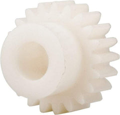 Made in USA - 20 Pitch, 1.05" Pitch Diam, 1.15" OD, 21 Tooth Spur Gear - 3/8" Face Width, 3/8" Bore Diam, 47/64" Hub Diam, 20° Pressure Angle, Acetal - Eagle Tool & Supply