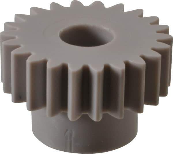 Made in USA - 20 Pitch, 1.1" Pitch Diam, 1.2" OD, 22 Tooth Spur Gear - 3/8" Face Width, 3/8" Bore Diam, 3/4" Hub Diam, 20° Pressure Angle, Acetal - Eagle Tool & Supply