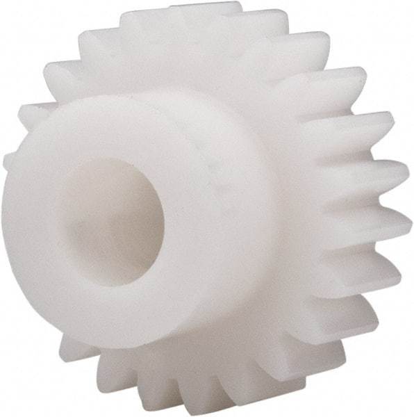 Made in USA - 20 Pitch, 1.15" Pitch Diam, 1-1/4" OD, 23 Tooth Spur Gear - 3/8" Face Width, 3/8" Bore Diam, 47/64" Hub Diam, 20° Pressure Angle, Acetal - Eagle Tool & Supply