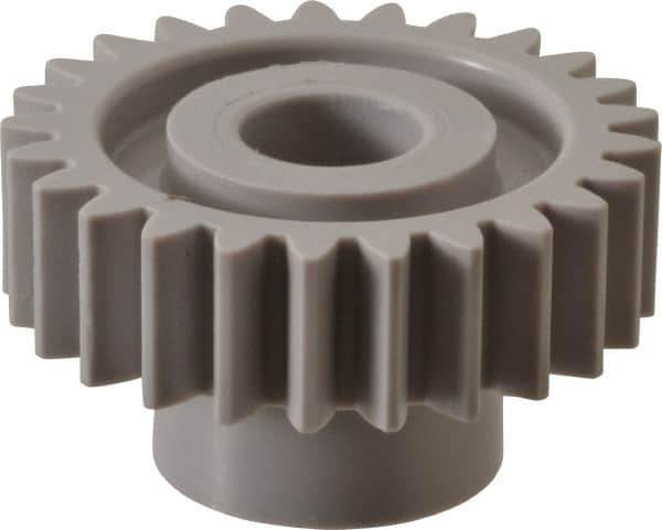 Made in USA - 20 Pitch, 1-1/4" Pitch Diam, 1.35" OD, 25 Tooth Spur Gear - 3/8" Face Width, 3/8" Bore Diam, 47/64" Hub Diam, 20° Pressure Angle, Acetal - Eagle Tool & Supply