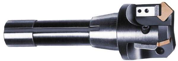 APT - 45° Lead Angle, 1" Max Cut Diam, 1" Min Cut Diam, 5/16" Max Depth of Cut, Indexable Chamfer and Angle End Mill - 1 Insert, SPG, SPU Insert Style, 3" OAL, Straight Shank - Eagle Tool & Supply