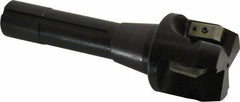 APT - 15° Lead Angle, 2" Max Cut Diam, 2" Min Cut Diam, 0.4063" Max Depth of Cut, Indexable Chamfer and Angle End Mill - 3 Inserts, SPG, SPU Insert Style, 5" OAL, Taper Shank - Eagle Tool & Supply