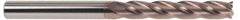 SGS - 1/2", 3" LOC, 1/2" Shank Diam, 6" OAL, 4 Flute, Solid Carbide Square End Mill - Single End, TiCN Finish, Spiral Flute, 30° Helix, Centercutting, Right Hand Cut, Right Hand Flute, Series 1EL - Eagle Tool & Supply