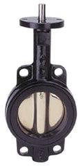 Apollo - 5" Pipe, Wafer Butterfly Valve - Bare Stem Handle, Cast Iron Body, Buna-N Seat, 200 WOG, PTFE Disc, Stainless Steel Stem - Eagle Tool & Supply