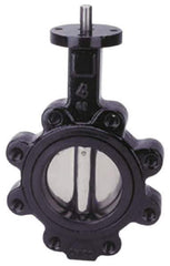 Apollo - 6" Pipe, Lug Butterfly Valve - Bare Stem Handle, Cast Iron Body, Buna-N Seat, 200 WOG, PTFE Disc, Stainless Steel Stem - Eagle Tool & Supply