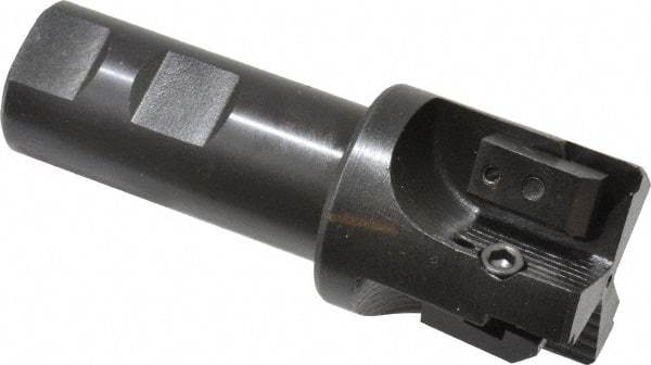 APT - 1-1/2" Cut Diam, 0.65" Max Depth of Cut, 1" Shank Diam, 3-7/8" OAL, Indexable Square Shoulder End Mill - TPC 32..., TPG 32., TPU 32. Inserts, Weldon Shank, 90° Lead Angle, Series Tri-Dex - Eagle Tool & Supply