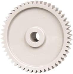 Made in USA - 20 Pitch, 2-1/2" Pitch Diam, 2.6" OD, 50 Tooth Spur Gear - 3/8" Face Width, 3/8" Bore Diam, 3/4" Hub Diam, 20° Pressure Angle, Acetal - Eagle Tool & Supply