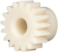 Made in USA - 24 Pitch, 0.709" Pitch Diam, 0.791" OD, 17 Tooth Spur Gear - 1/4" Face Width, 3/16" Bore Diam, 35/64" Hub Diam, 20° Pressure Angle, Acetal - Eagle Tool & Supply