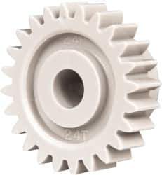 Made in USA - 24 Pitch, 1" Pitch Diam, 1.083" OD, 24 Tooth Spur Gear - 1/4" Face Width, 1/4" Bore Diam, 5/8" Hub Diam, 20° Pressure Angle, Acetal - Eagle Tool & Supply