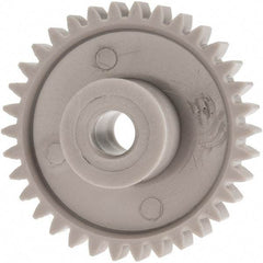 Made in USA - 24 Pitch, 1.416" Pitch Diam, 1-1/2" OD, 34 Tooth Spur Gear - 1/4" Face Width, 1/4" Bore Diam, 39/64" Hub Diam, 20° Pressure Angle, Acetal - Eagle Tool & Supply