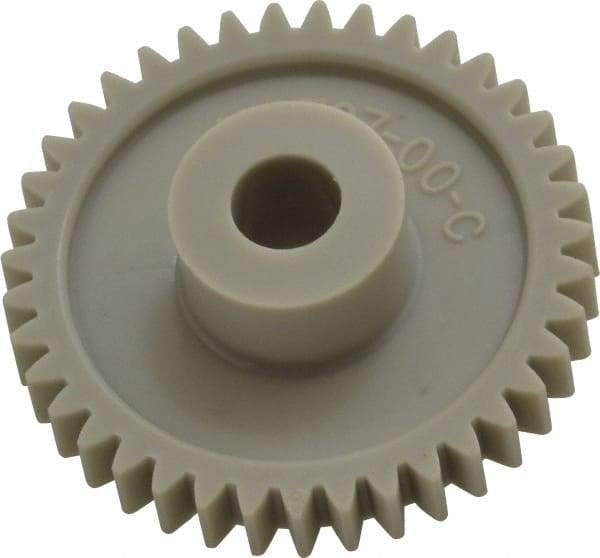 Made in USA - 48 Pitch, 1-5/8" Pitch Diam, 1.708" OD, 39 Tooth Spur Gear - 1/4" Face Width, 5/16" Bore Diam, 43/64" Hub Diam, 20° Pressure Angle, Acetal - Eagle Tool & Supply