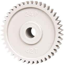 Made in USA - 48 Pitch, 1-3/4" Pitch Diam, 1.833" OD, 42 Tooth Spur Gear - 1/4" Face Width, 5/16" Bore Diam, 43/64" Hub Diam, 20° Pressure Angle, Acetal - Eagle Tool & Supply