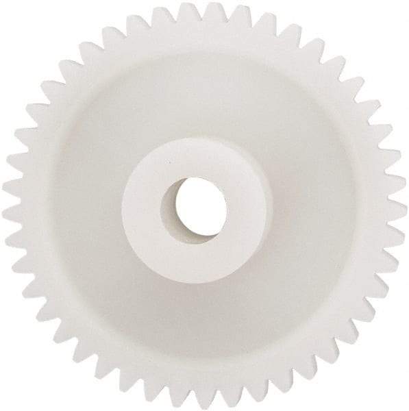 Made in USA - 24 Pitch, 1-7/8" Pitch Diam, 1.958" OD, 45 Tooth Spur Gear - 1/4" Face Width, 5/16" Bore Diam, 43/64" Hub Diam, 20° Pressure Angle, Acetal - Eagle Tool & Supply