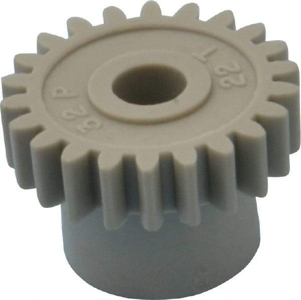 Made in USA - 32 Pitch, 11/16" Pitch Diam, 3/4" OD, 22 Tooth Spur Gear - 3/16" Face Width, 3/16" Bore Diam, 1/2" Hub Diam, 20° Pressure Angle, Acetal - Eagle Tool & Supply