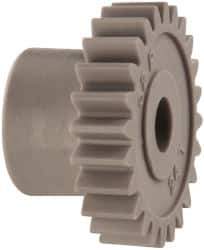 Made in USA - 32 Pitch, 3/4" Pitch Diam, 13/16" OD, 24 Tooth Spur Gear - 3/16" Face Width, 3/16" Bore Diam, 1/2" Hub Diam, 20° Pressure Angle, Acetal - Eagle Tool & Supply