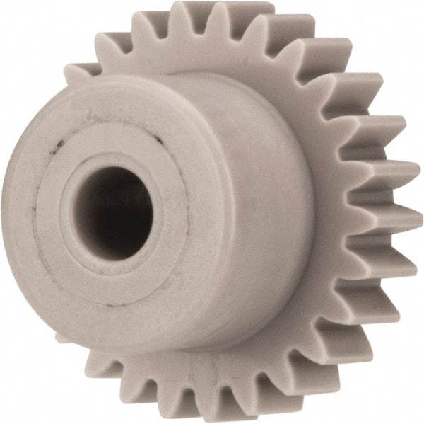 Made in USA - 32 Pitch, 13/16" Pitch Diam, 7/8" OD, 26 Tooth Spur Gear - 3/16" Face Width, 3/16" Bore Diam, 9/16" Hub Diam, 20° Pressure Angle, Acetal - Eagle Tool & Supply