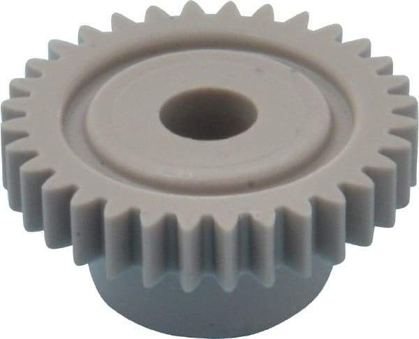 Made in USA - 32 Pitch, 1" Pitch Diam, 1-1/16" OD, 32 Tooth Spur Gear - 3/16" Face Width, 1/4" Bore Diam, 5/8" Hub Diam, 20° Pressure Angle, Acetal - Eagle Tool & Supply