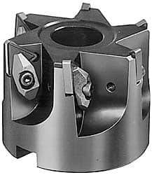 APT - 6 Inserts, 4" Cut Diam, 1-1/4" Arbor Diam, 2-3/4" Max Depth of Cut, Indexable Square-Shoulder Face Mill - 0/90° Lead Angle, 2-3/4" High, TNMG 43. Insert Compatibility, Series DM - Eagle Tool & Supply