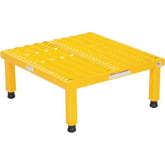 Vestil - 9" High x 24" Wide x 24" Deep, Yellow Step Stand - Steel, 500 Lb Capacity - Eagle Tool & Supply