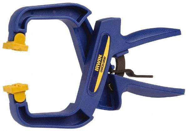 Irwin - 4" Jaw Opening Capacity, 3" Throat Depth, Spring Clamp - 75 Lb Clamping Pressure, 8" OAL - Eagle Tool & Supply