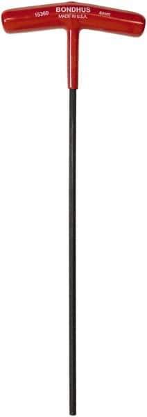 Bondhus - 4mm Hex, T-Handle Cushion Grip, Hex Key - 229mm OAL, Metric System of Measurement - Eagle Tool & Supply
