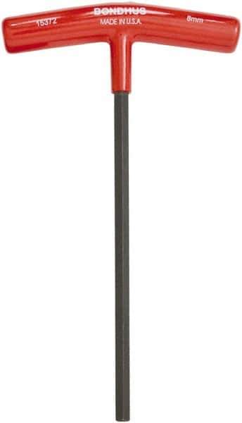 Bondhus - 8mm Hex, T-Handle Cushion Grip, Hex Key - 229mm OAL, Metric System of Measurement - Eagle Tool & Supply