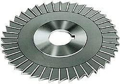 Made in USA - 4" Blade Diam x 1/8" Blade Thickness, 1-1/4" Hole, 36 Teeth, High Speed Steel Side Chip Saw - Straight Tooth, Arbor Connection, Right Hand Cut, Uncoated, with Keyway - Eagle Tool & Supply