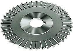 Made in USA - 4" Blade Diam x 1/8" Blade Thickness, 1-1/4" Hole, 36 Teeth, Cobalt Side Chip Saw - Straight Tooth, Arbor Connection, Right Hand Cut, TiN, with Keyway - Eagle Tool & Supply