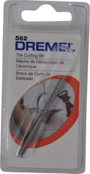 Dremel - 1/8" Diam, High Speed Steel Diamond Pattern Router Bit - Right Hand Cut, 61mm Overall Length, 1/8" Shank Diam, Use on Cement Board, Ceramic Wall Tile, Plaster - Eagle Tool & Supply