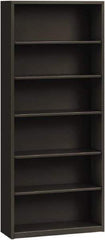 Hon - 6 Shelf, 81-1/8" High x 34-1/2" Wide Bookcase - 12-5/8" Deep, Steel, Charcoal - Eagle Tool & Supply