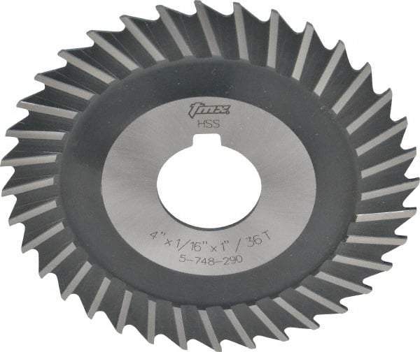 Value Collection - 4" Blade Diam x 1/16" Blade Thickness, 1" Hole, 36 Teeth, High Speed Steel Side Chip Saw - Straight Tooth, Arbor Connection, Uncoated - Eagle Tool & Supply