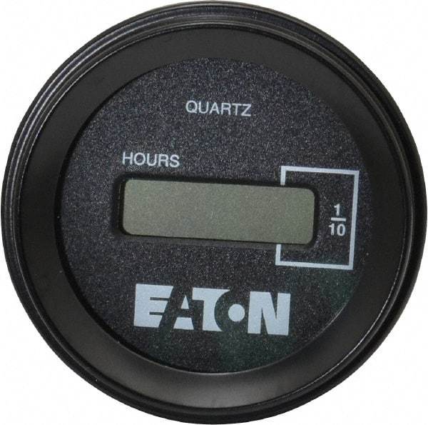 Durant - Supertwist LCD Display Hour Meter - 58.4mm High, 48DC-150DC Voltage, Solid State Hourmeter Round - Eagle Tool & Supply