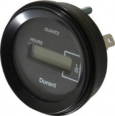 Durant - Supertwist LCD Display Hour Meter - 58.4mm High, 12VDC-60VAC Voltage, Solid State Hourmeter Round - Eagle Tool & Supply