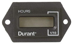 Durant - Supertwist LCD Display Hour Meter - 31.1mm High, 12VDC-60VAC Voltage, Solid State Hourmeter Rectangular - Eagle Tool & Supply