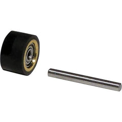Dynabrade - 5/8" Diam x 3/8" Wide Contact Wheel Assembly - 3/8" Arbor Hole, Crowned, 70 Duro Rubber Face - Eagle Tool & Supply