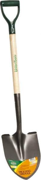 UnionTools - 11-1/2" High x 8-5/8" Wide Round Steel Shovel - 28" Long Wood D-Grip Handle, Front Turned - Eagle Tool & Supply