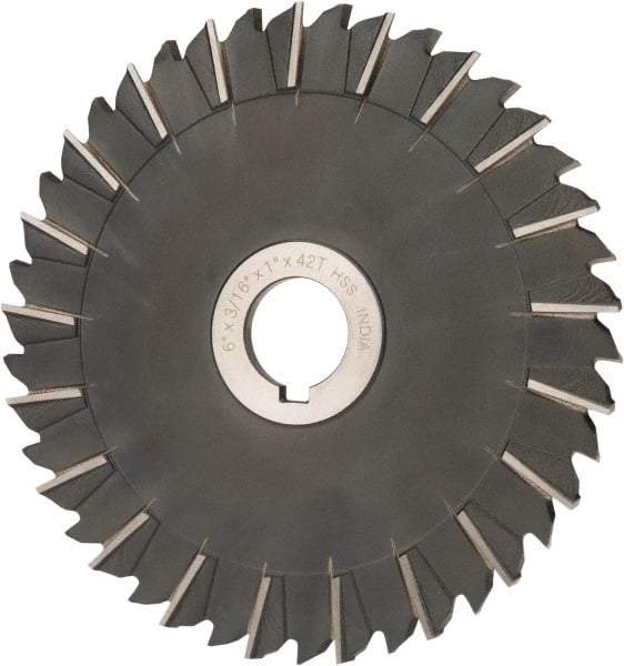 Value Collection - 6" Blade Diam x 3/16" Blade Thickness, 1" Hole, 42 Teeth, High Speed Steel Side Chip Saw - Staggered Tooth, Arbor Connection, Uncoated - Eagle Tool & Supply